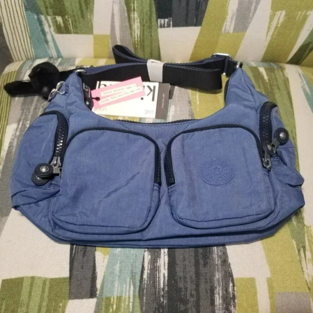 🐒Kipling Women's Rikka Shoulder Bag In Blue Lover🐒